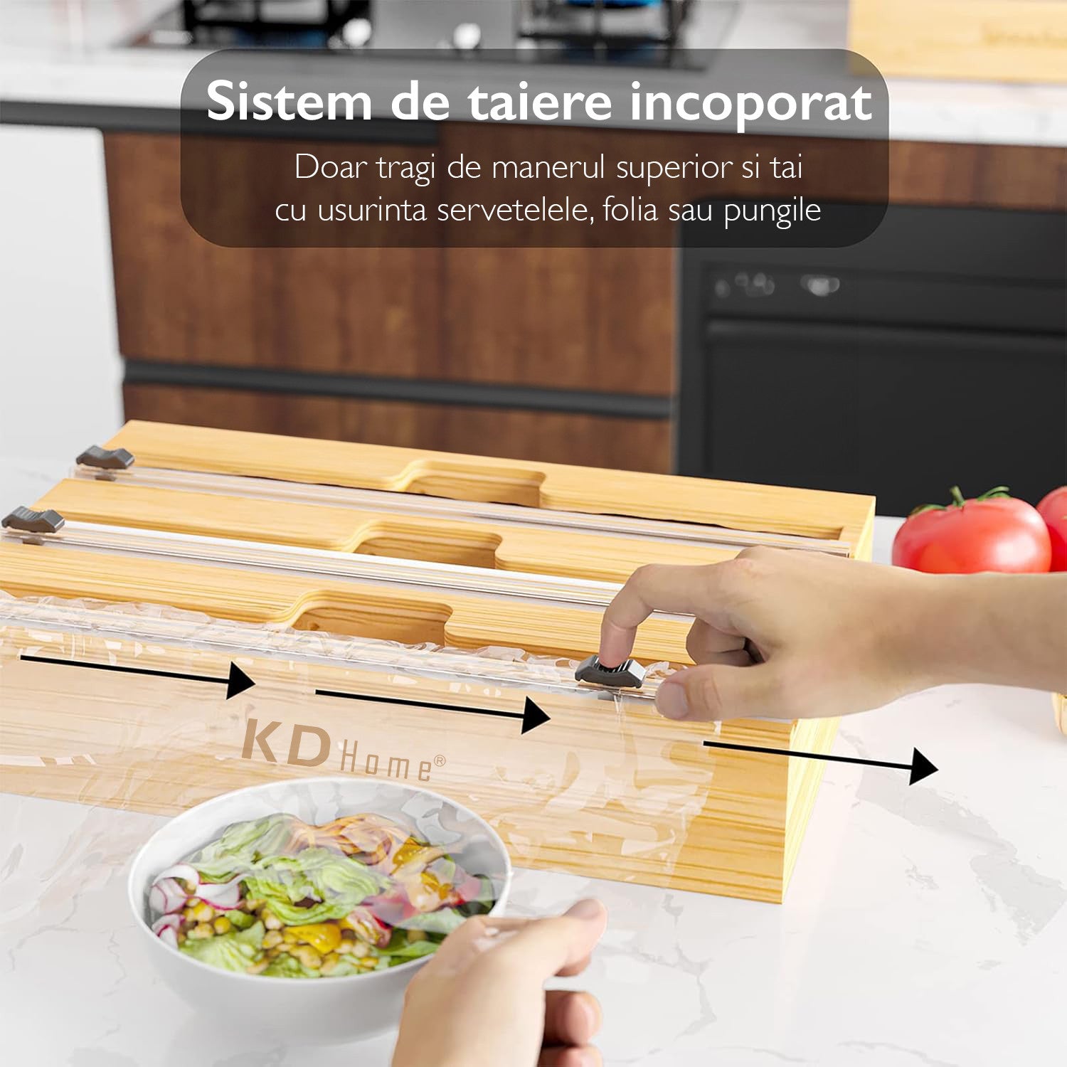 Suport Rola Hartie de Bucatarie KD Home® Stretch Master, Maro