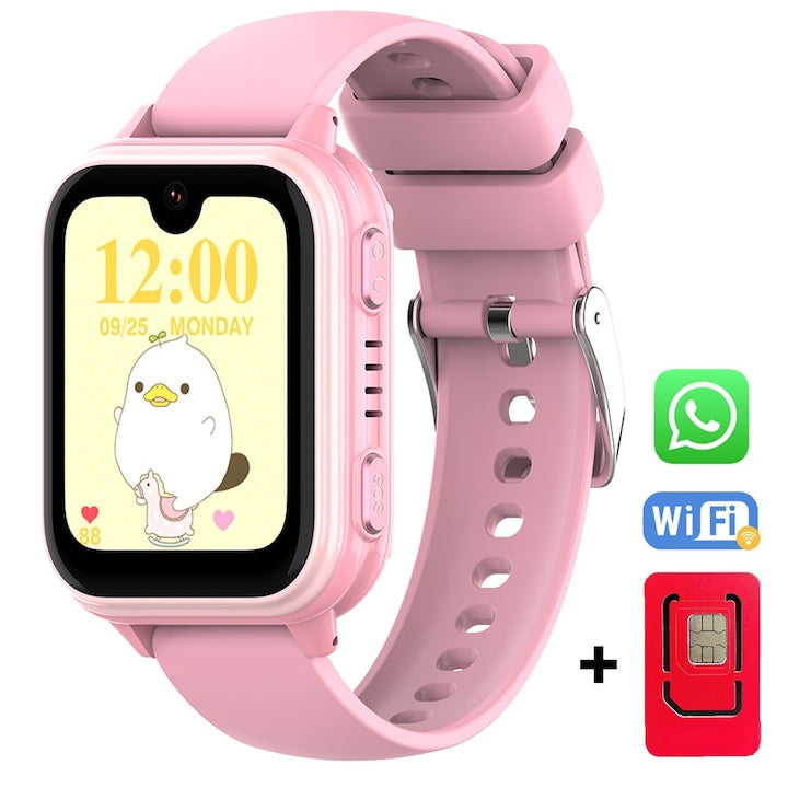 Ceas Smartwatch GPS Copii Cu Localizare Si Telefon Techone™ GuardianKid KT33, Roz