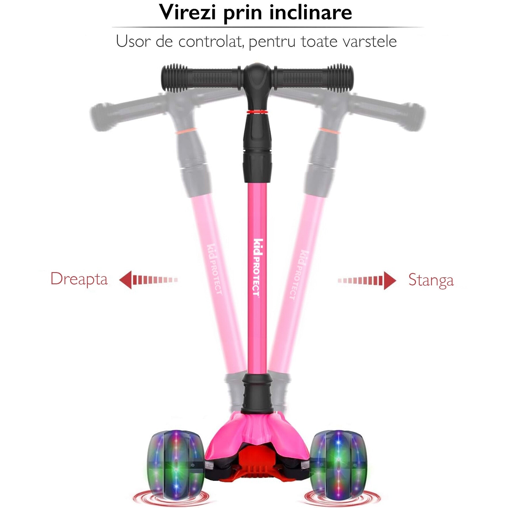 Trotineta Copii KidProtect® KidGlider, Roz