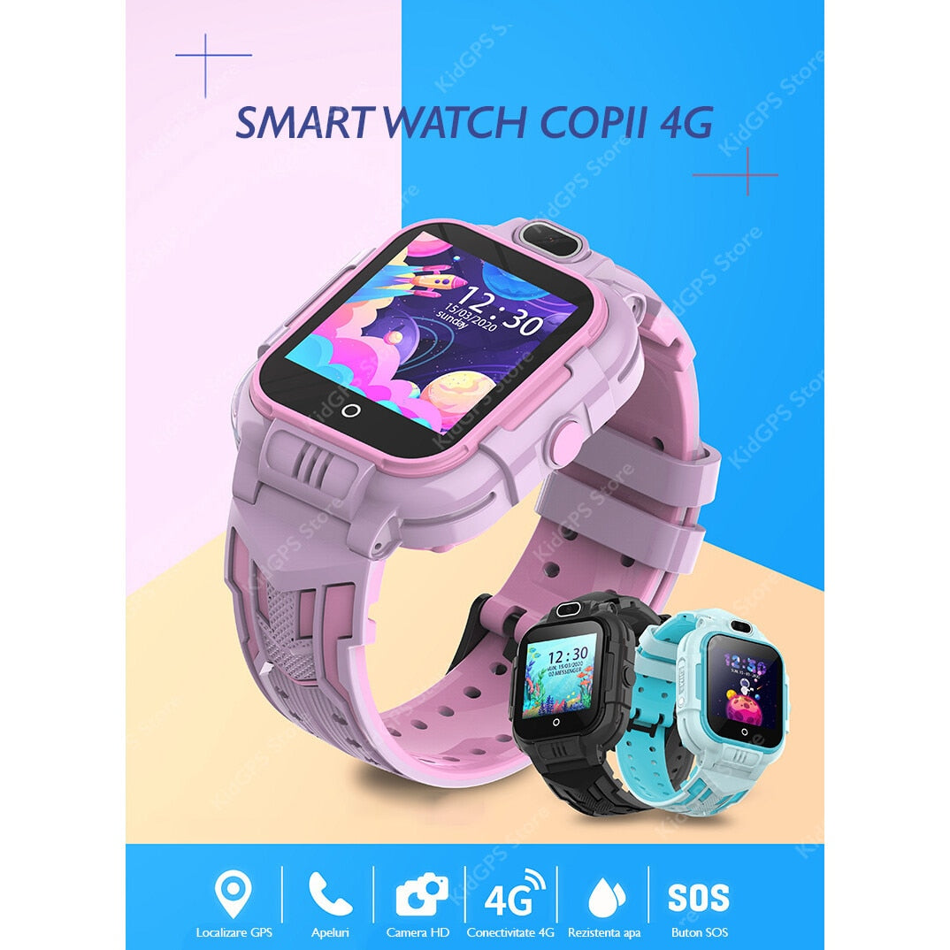 Ceas smartwatch GPS copii Techone™ KT16 4G, Albastru