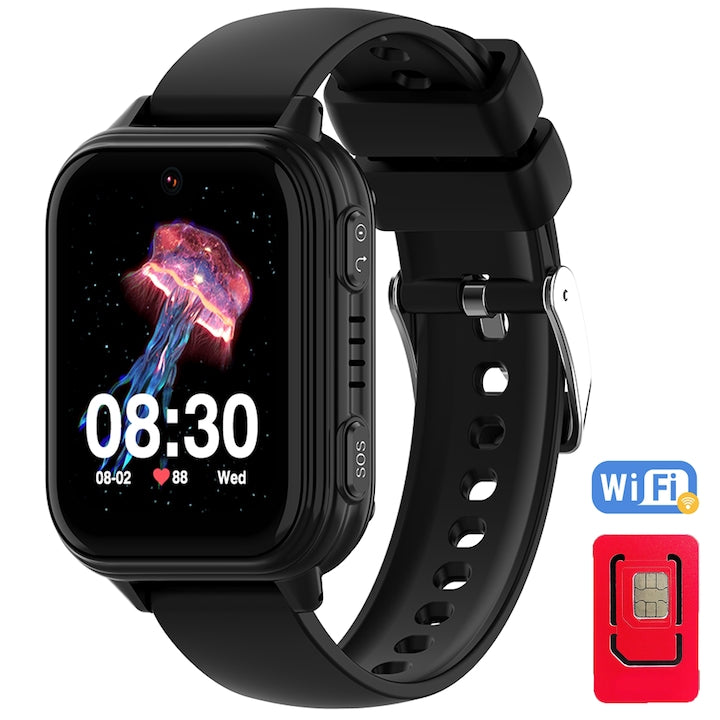 Ceas Smartwatch GPS Copii Cu Localizare Si Telefon Techone™ GuardianKid KT33, Negru