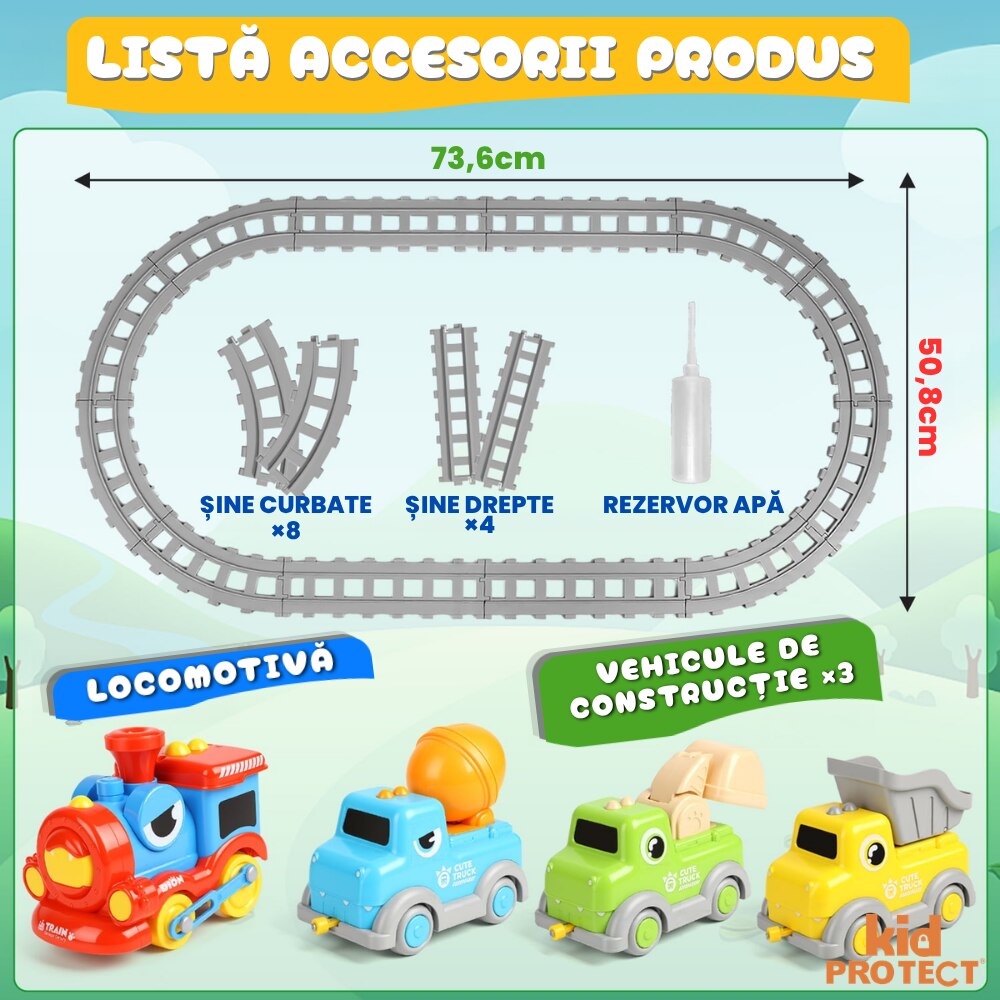Circuit Trenulet de Jucarie Electric Pentru Copii KidProtect Builders Train