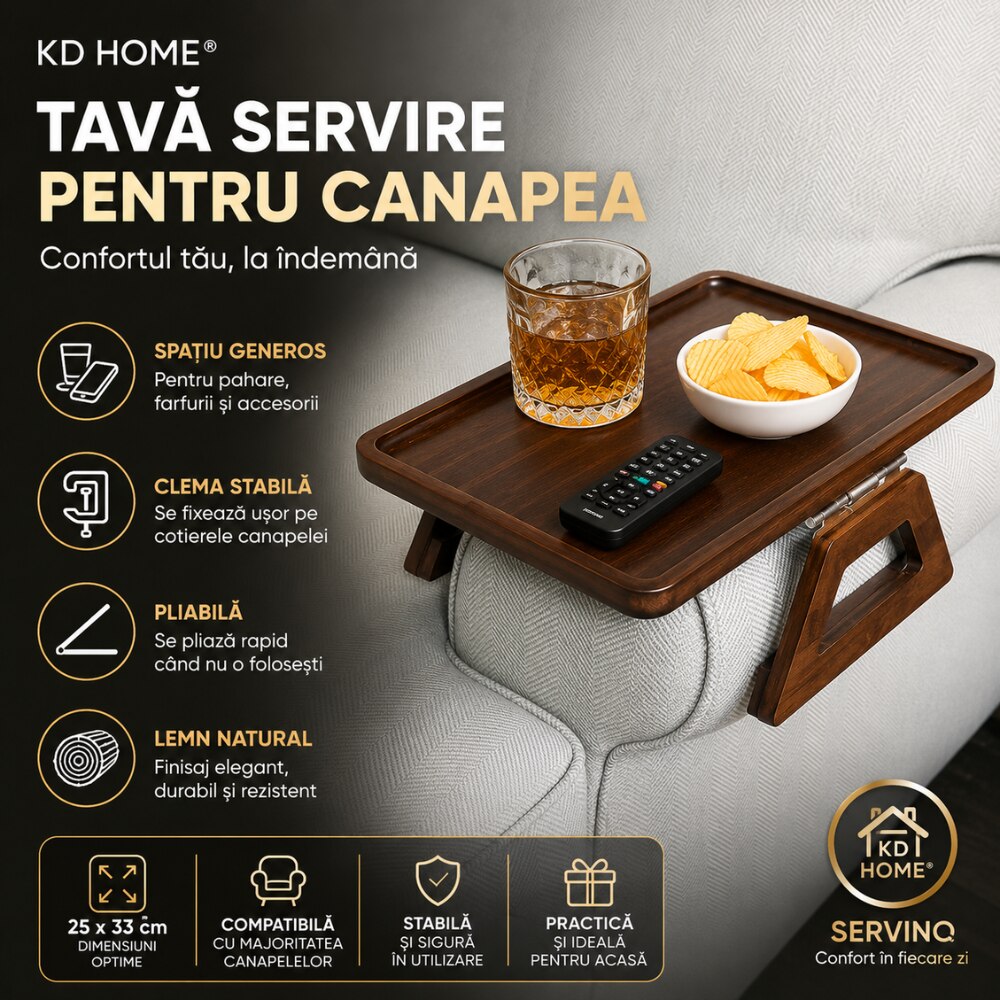 Tava Servire Canapea Lemn KD Home Servino