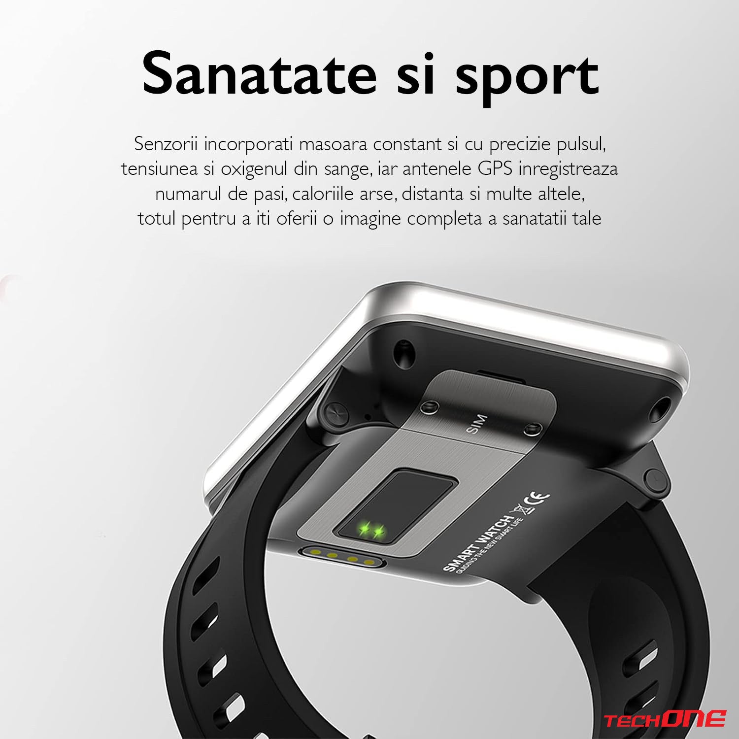 Ceas Smartwatch Barbati TechONE® Orion Smart, Negru
