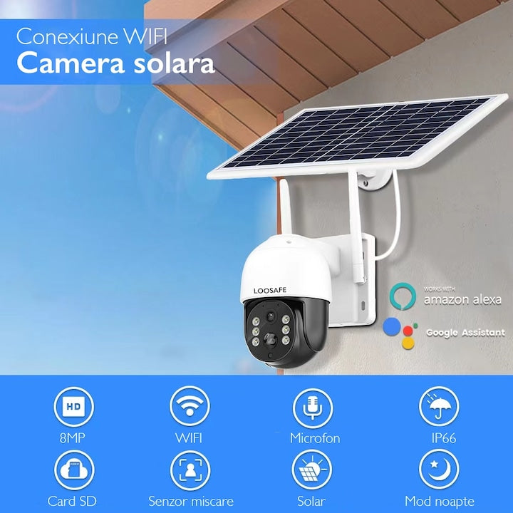 Camera de Supraveghere Solara WIFI Loosafe® WiFiGuard Ultra TQ5 Pro, 8MP, Negru