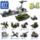 Set de Constructie cu Piese Tip Blocuri Constructie 877 Piese MiniBric 8 in 1 Main Battle Tanks