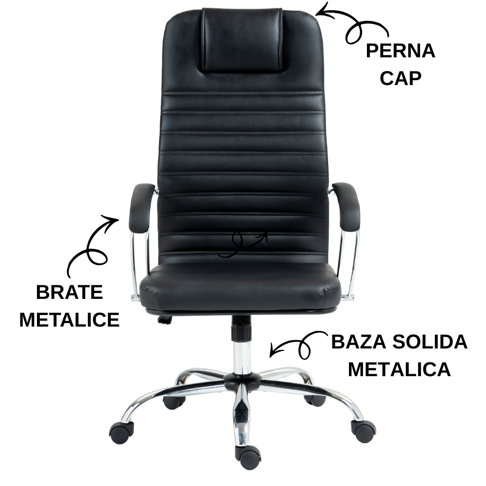 Scaun De Birou Directorial Ergonomic KD Home Falcon Desk, Negru