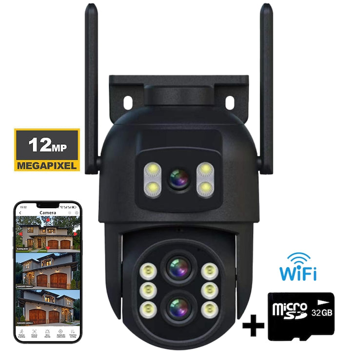 Camera De Supraveghere Video CCTV Tripla WIFI Loosafe® ZoomDuo Pro