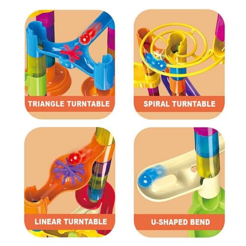 Set de Constructie Blocuri cu Bile de Sticla Kidprotect® Marble Makers, 333 de Piese