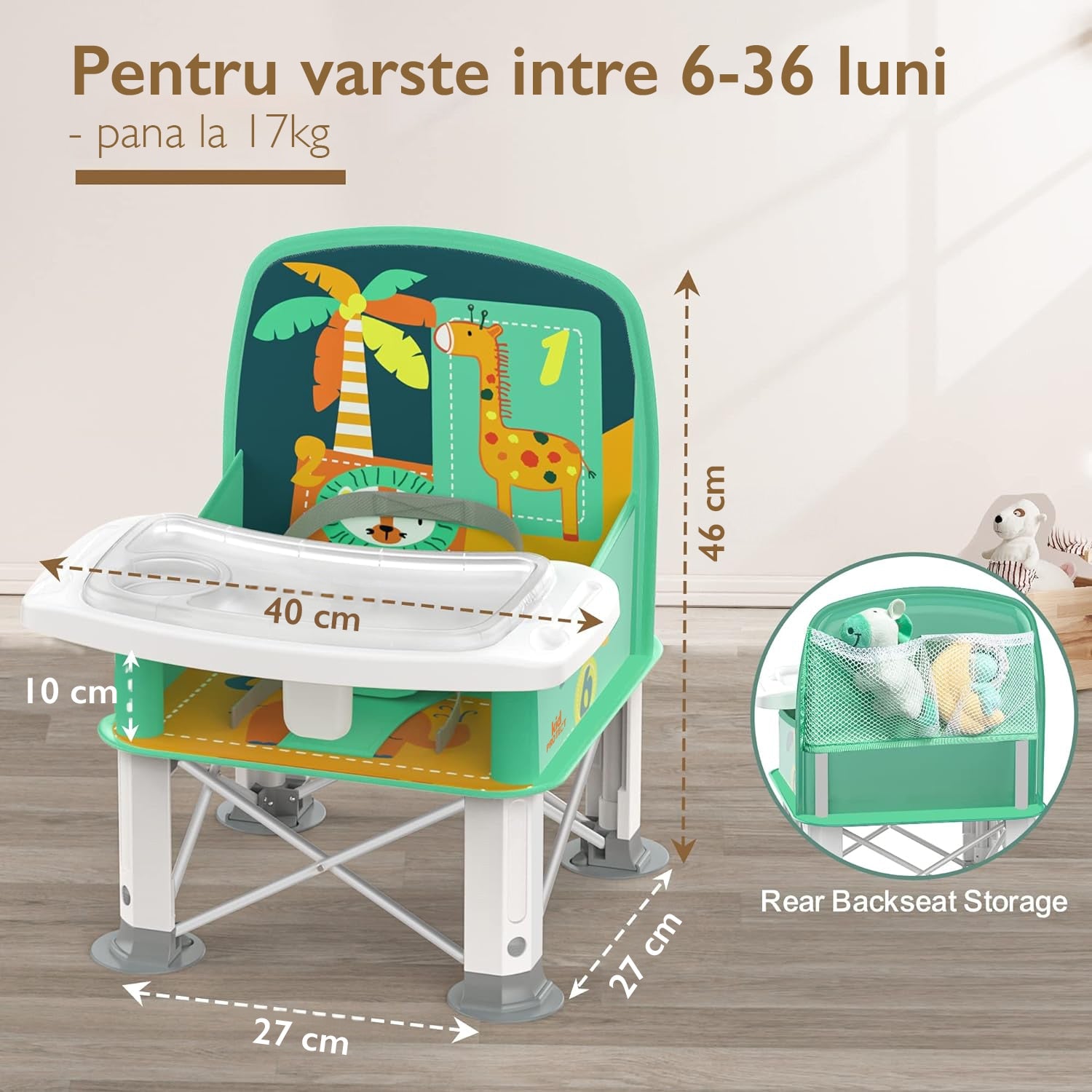 Scaun de Masa Portabil 2 in 1 Pentru Bebelusi si Copii, KidProtect® Easy Mom