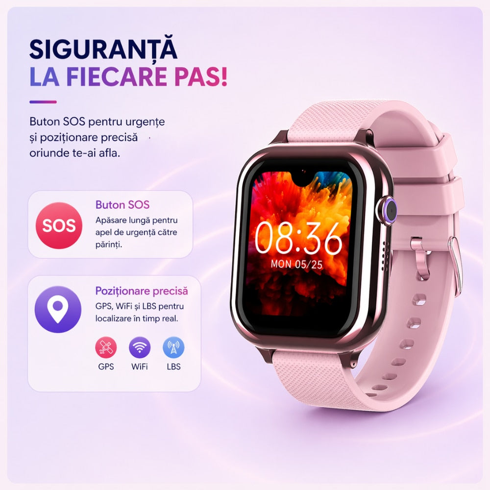 Ceas Smartwatch Copii Si Telefon Techone KT38, Roz