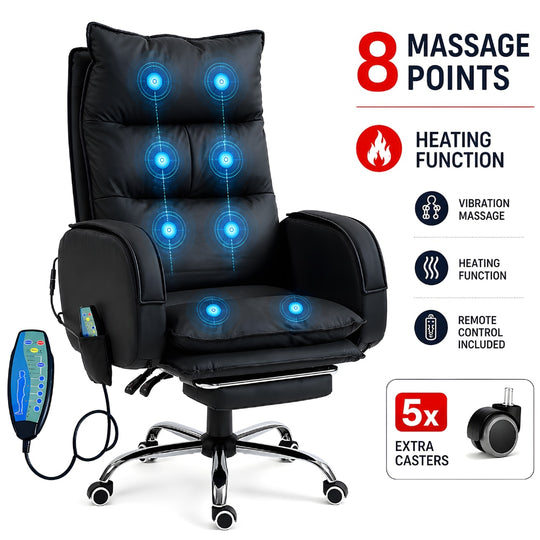 Scaun de Birou Directorial Cu Masaj KD Home CEO UltraComfort 8, Negru