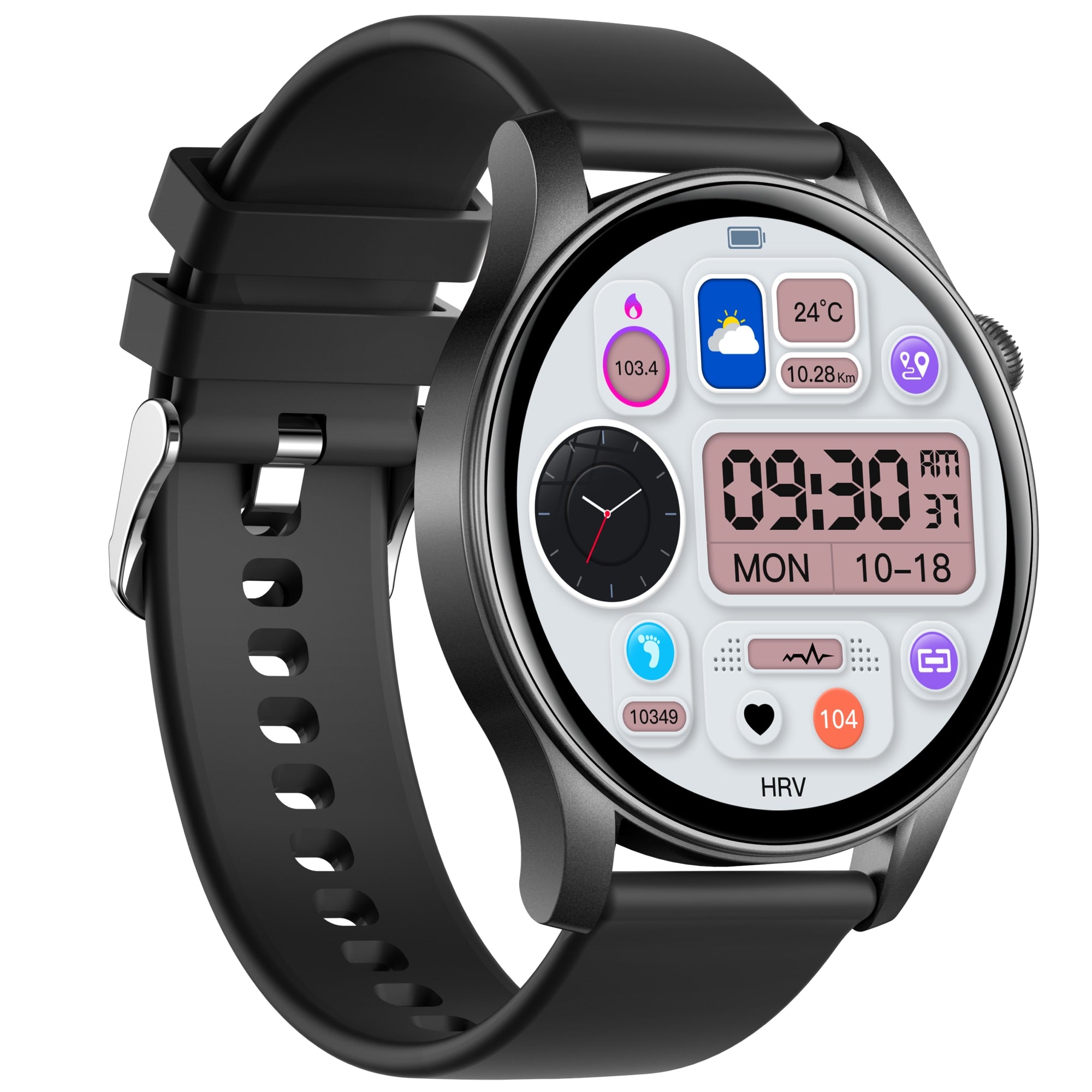 Ceas Smartwatch Unisex TechONE® KC88 Fine Life, Negru