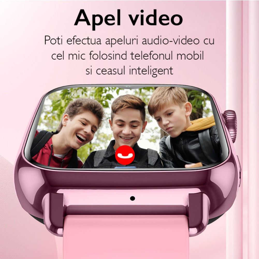 Ceas Smartwatch GPS Copii Cu Localizare Si Telefon Techone KT34 Maxi, Roz