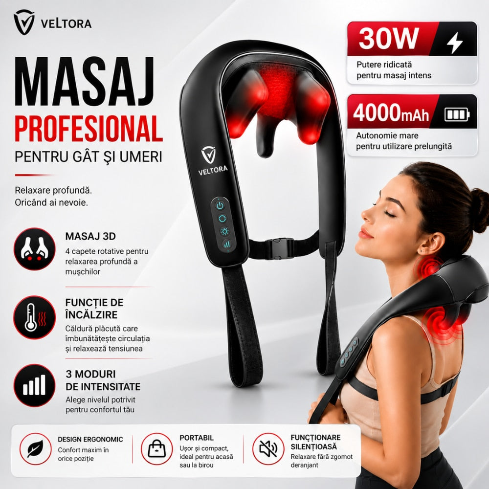 Aparat Profesional Premium Pentru Masaj Umeri 4D Veltora NeoComfort Duo