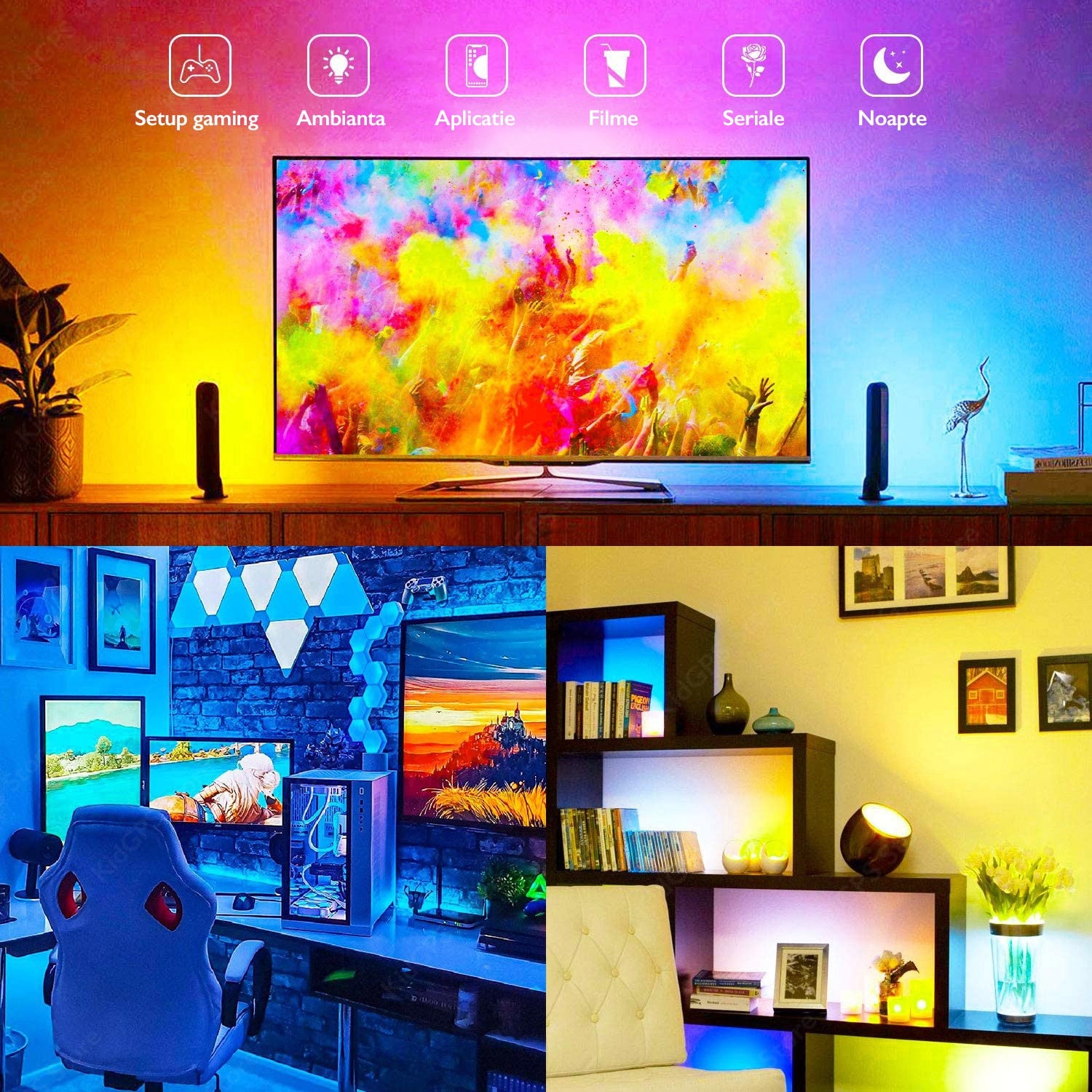 Kit Banda LED TV Huerler™ Smart RGB 2.5 metri