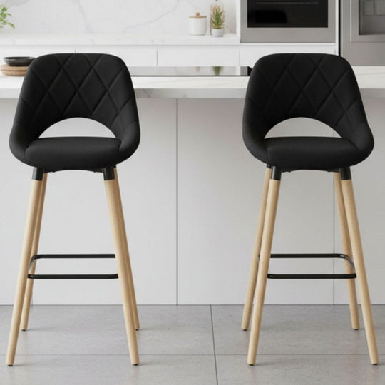 Set 2 x Scaun de Bar Inalt Premium KD Home BarLuxe Nova, Negru