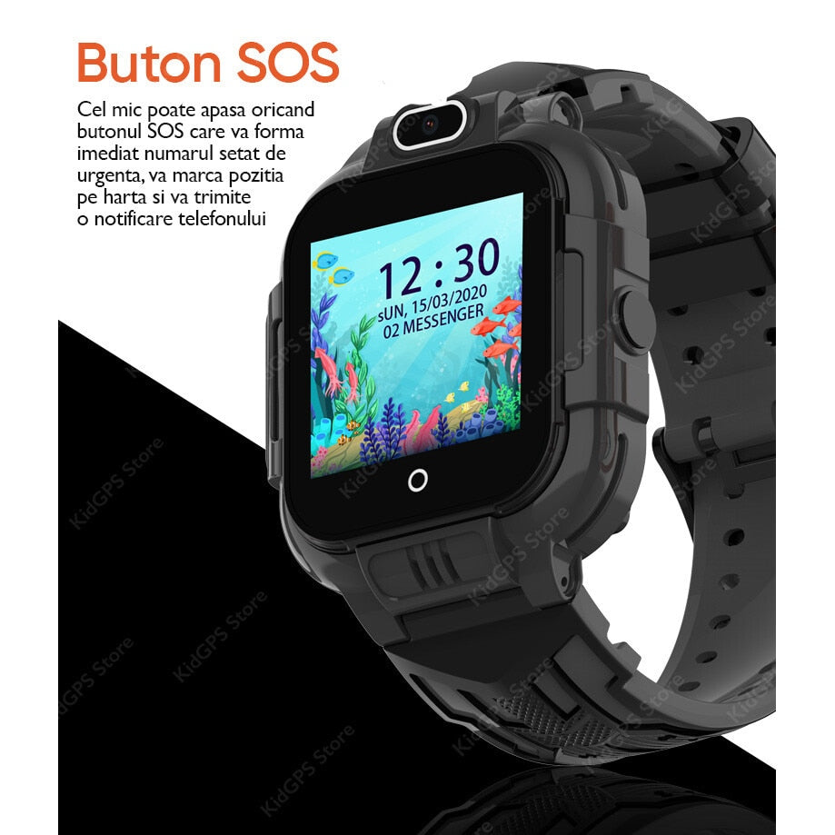 Ceas smartwatch GPS copii Techone™ KT16 4G, Negru