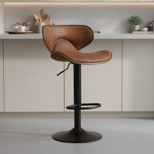 Scaun de Bar Inalt Cu Spatar KD Home Sky Vintage, Maro