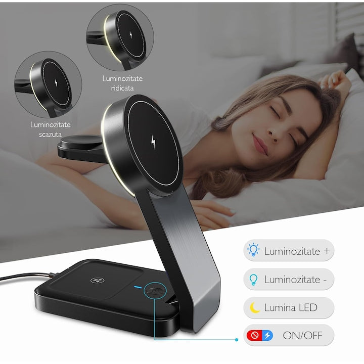 Statie Incarcare Wireless 3 in 1 Loowoko® W79
