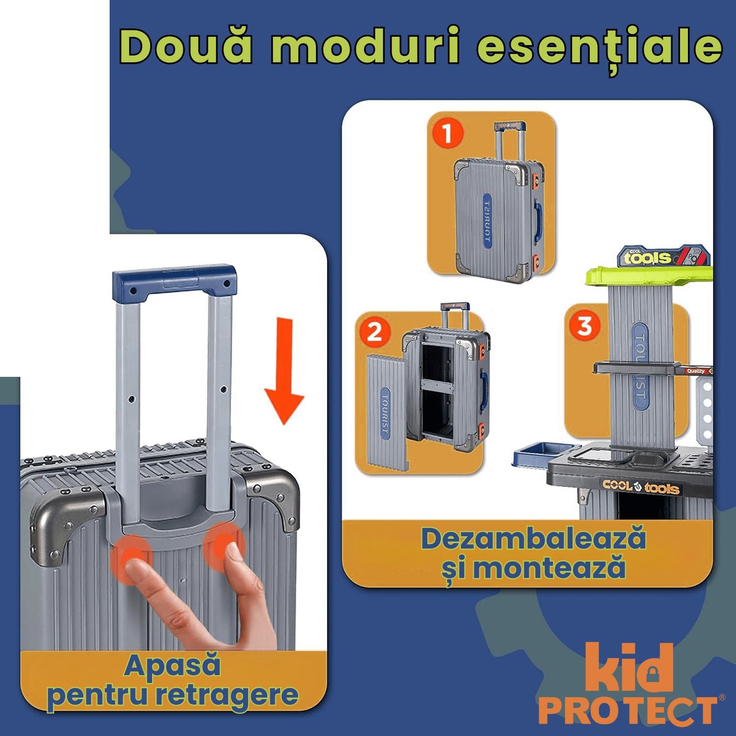 Banc de Lucru Copii 3 in 1 Kidprotect MiniBuilder Duo Case