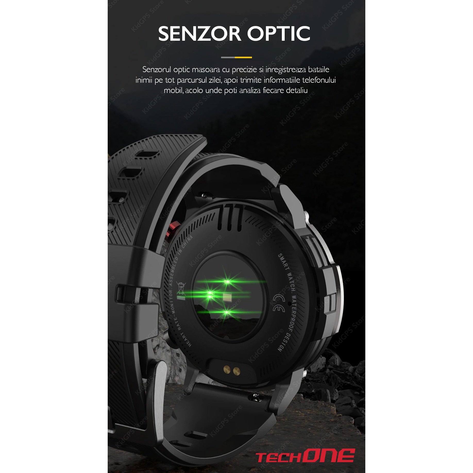 Ceas smartwatch barbati TechONE® C21, Negru