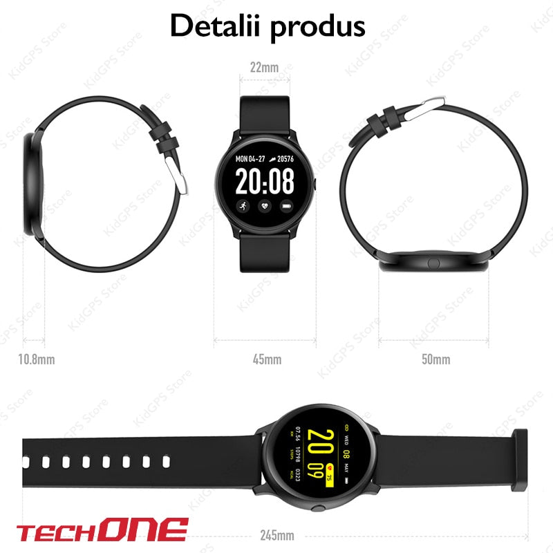 Smartwatch si bratara fitness TechONE™ KW19 Pro, Negru
