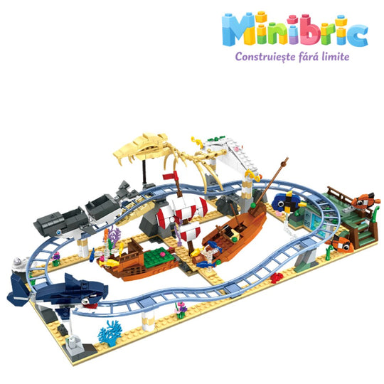 Set de Constructie cu Piese Tip Blocuri Constructie MiniBric Ocean Roller Coaster Adventure
