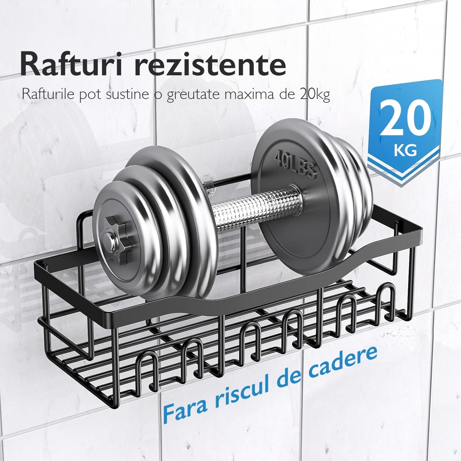 Raft de Dus, Baie si Bucatarie Set 5 Bucati, Topaqua® AquaTidy, Negru