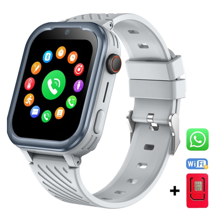 Ceas Smartwatch GPS Copii cu Localizare si Telefon Techone® FG60 Pro+, Argintiu
