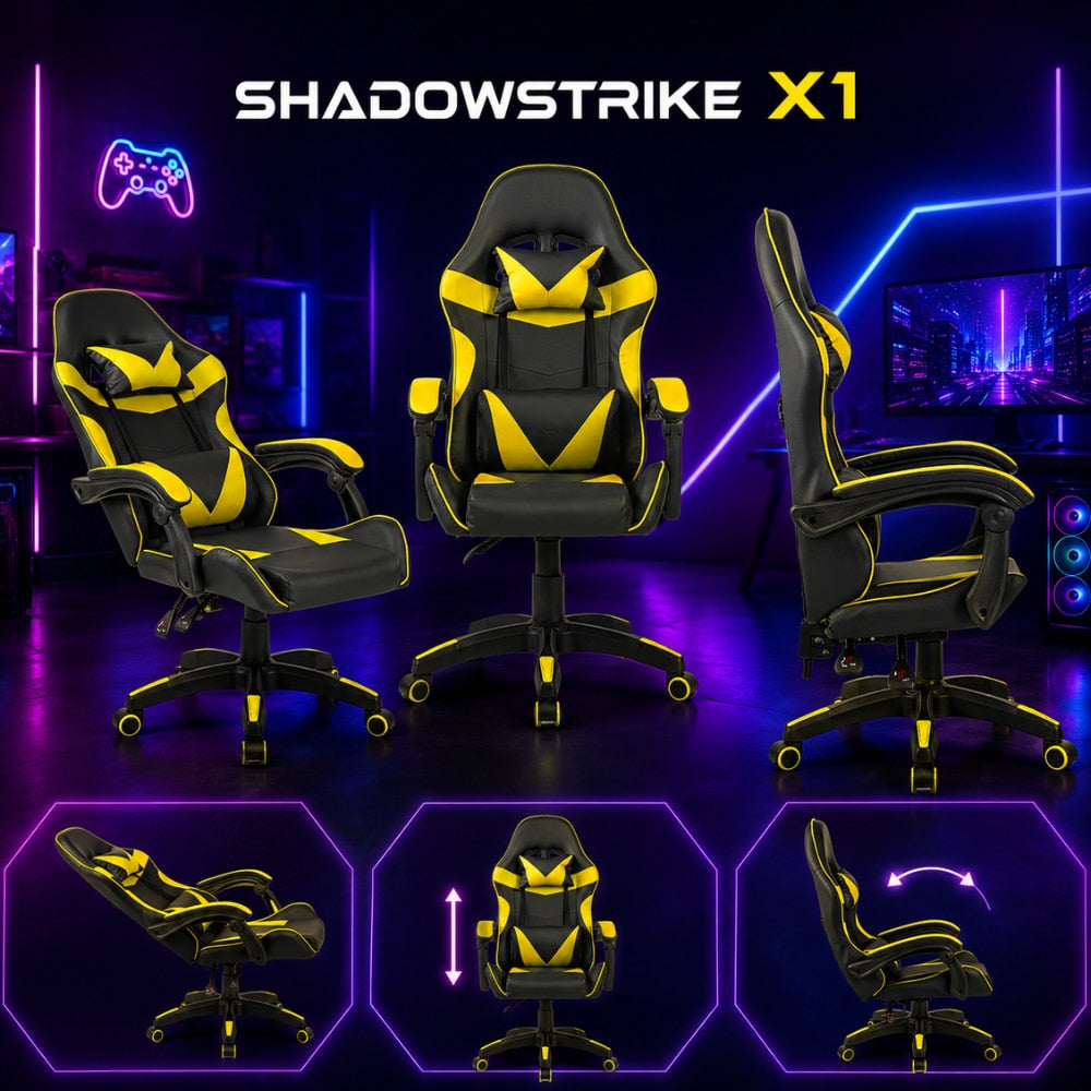 Scaun Gaming Ergonomic KD Home ShadowStrike X1, Galben