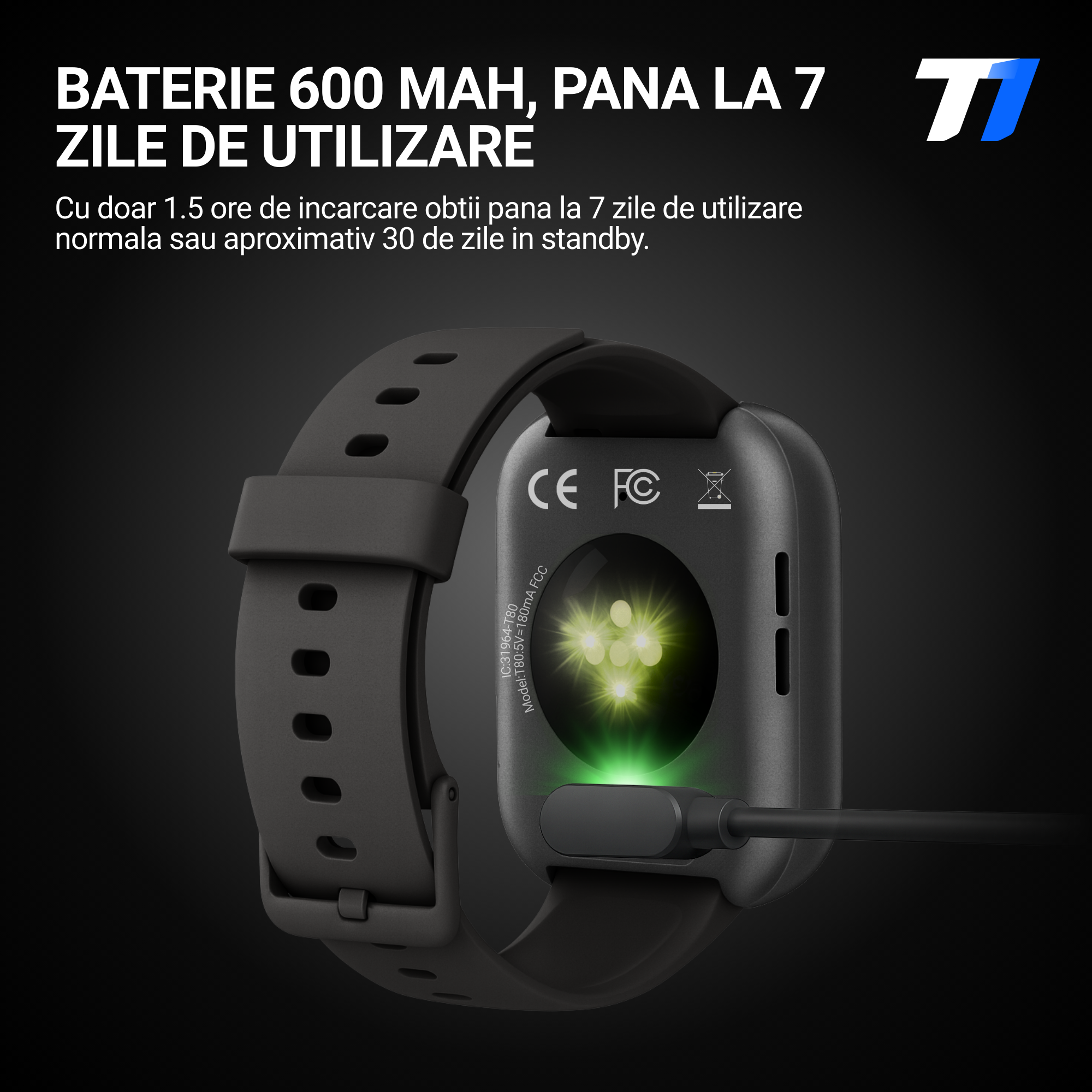 Ceas Smartwatch Barbati TechONE CardioX Elite, Negru