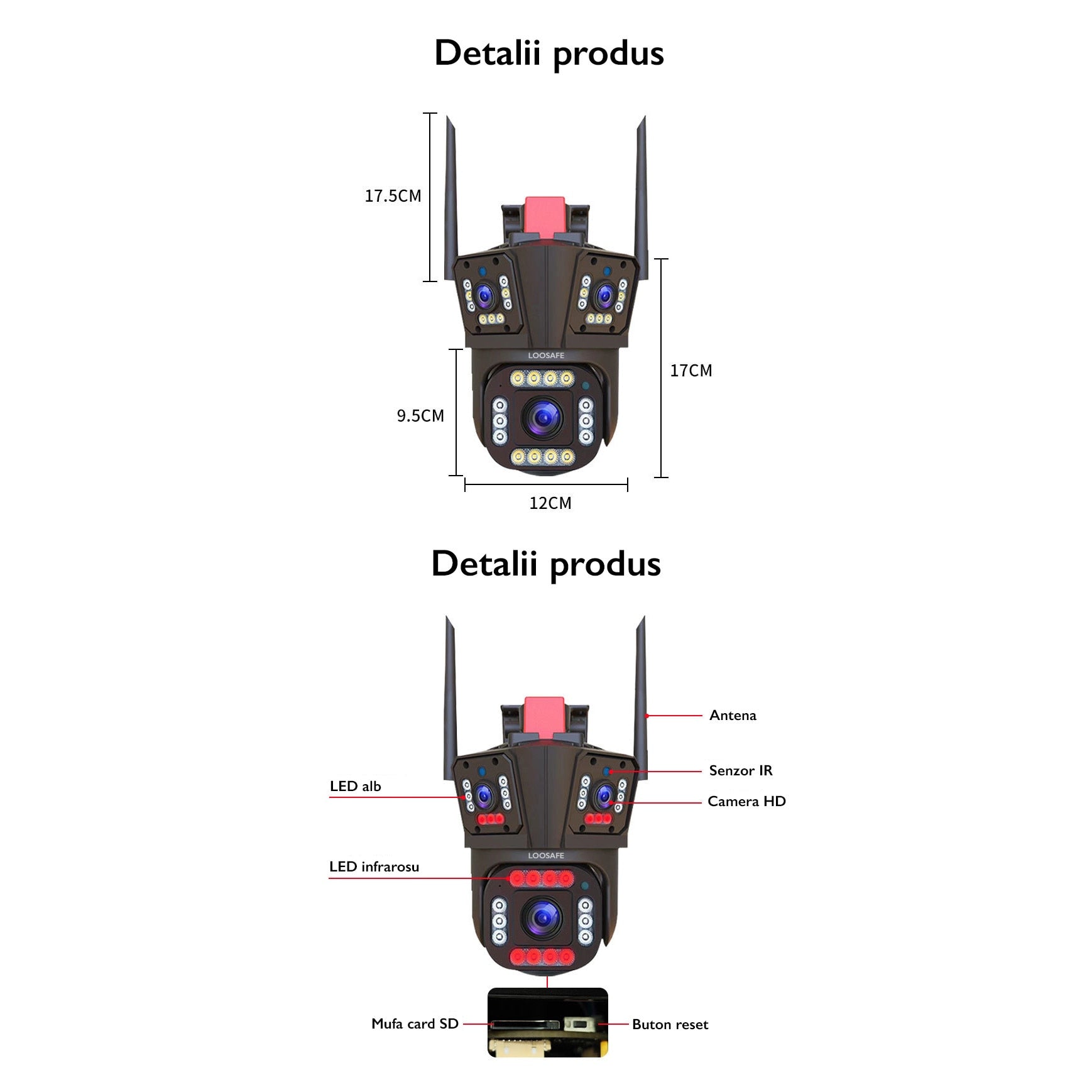 Camera de Supraveghere Tripla WIFI Loosafe® P30 Pro