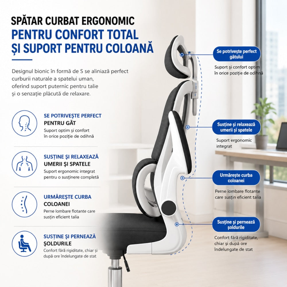 Scaun De Birou Directorial Ergonomic KD Home Ergonex, Negru
