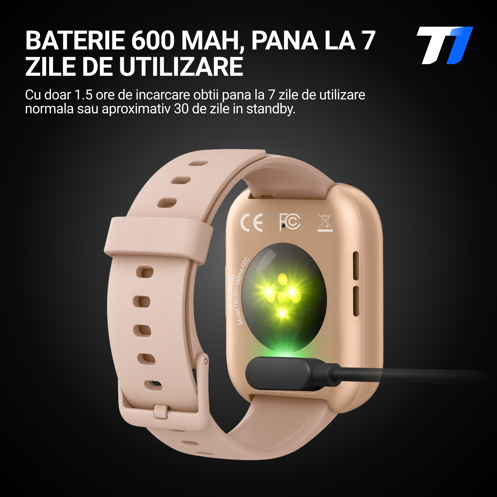 Ceas Smartwatch Femei TechONE CardioX Elite, Auriu