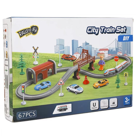 Circuit Trenulet de Jucarie Electric Copii KidProtect Lightning Express, 67 Piese