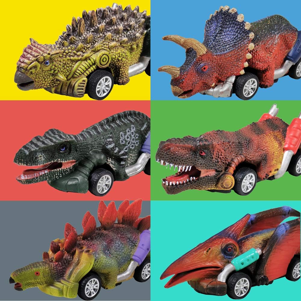 Set 6 Masinute Dinozauri De Jucarie Pentru Copii, KidProtect® Jurassic Speeders, 3 ani+