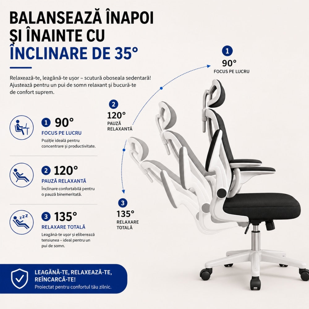 Scaun De Birou Directorial Ergonomic KD Home Ergonex, Negru