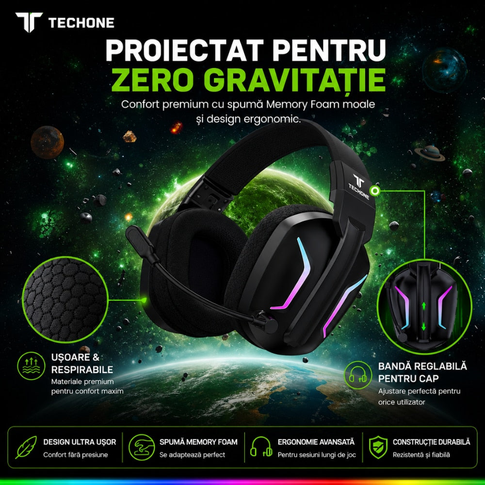 Casti Gaming Profesionale Wireless Techone StormWave