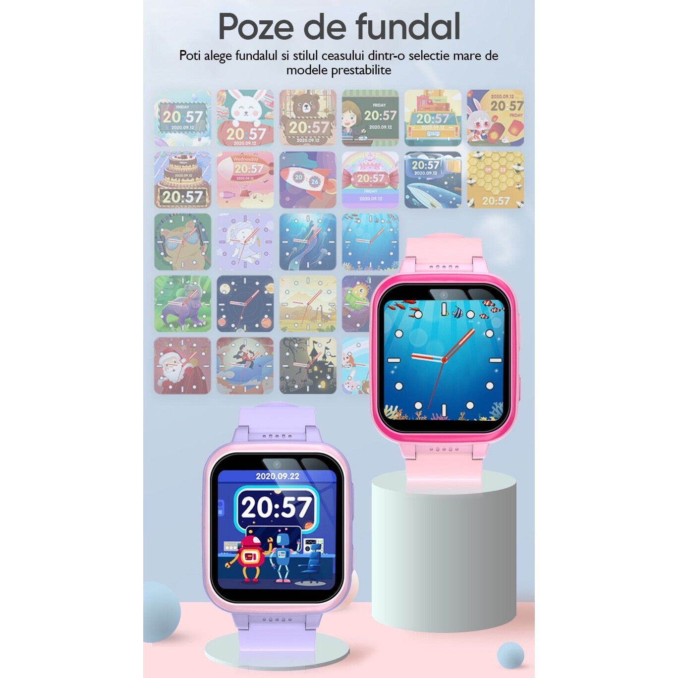 Ceas smartwatch copii Techone® Y90 Pro Plus+, Albastru