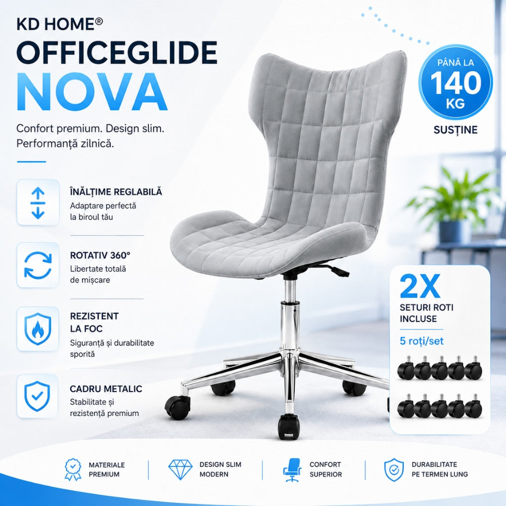 Set 2 Scaune De Birou KD Home OfficeGlide Nova 2, Gri