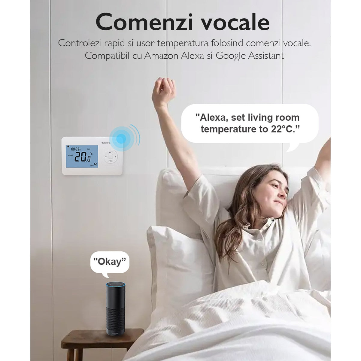 Termostat Ambient Centrala Termica WIFI Techone® AC8048s