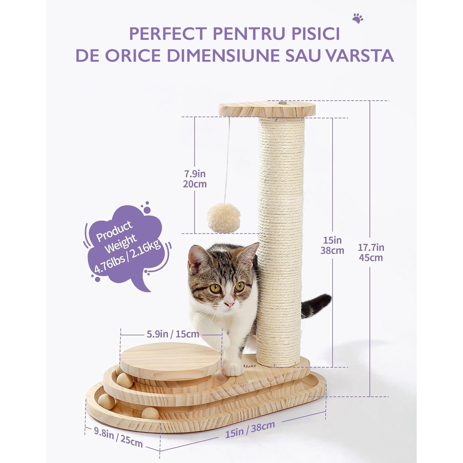 Loc De Joaca Pisici KD Home® Scratch & Lounge Tower 45 cm