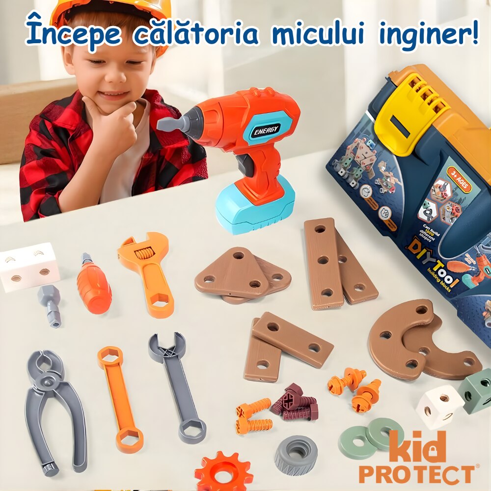 Trusa de Scule Copii De Constructie, Kidprotect Constructor Meister