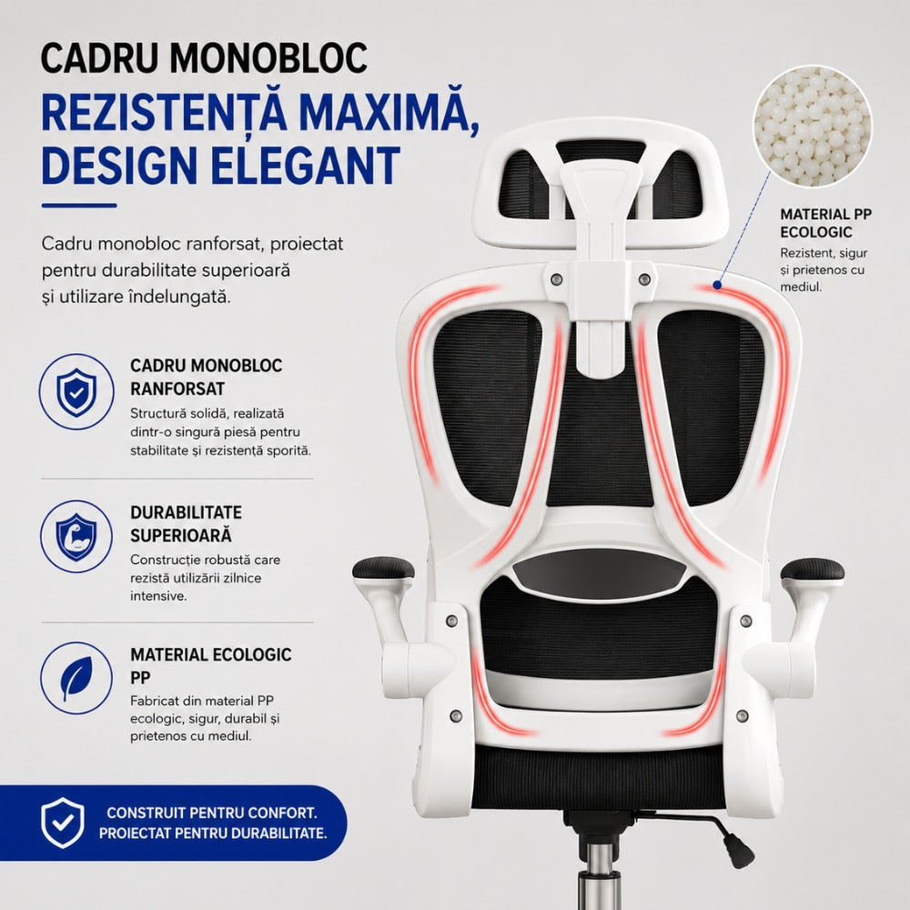 Scaun De Birou Directorial Ergonomic KD Home Ergonex, Negru
