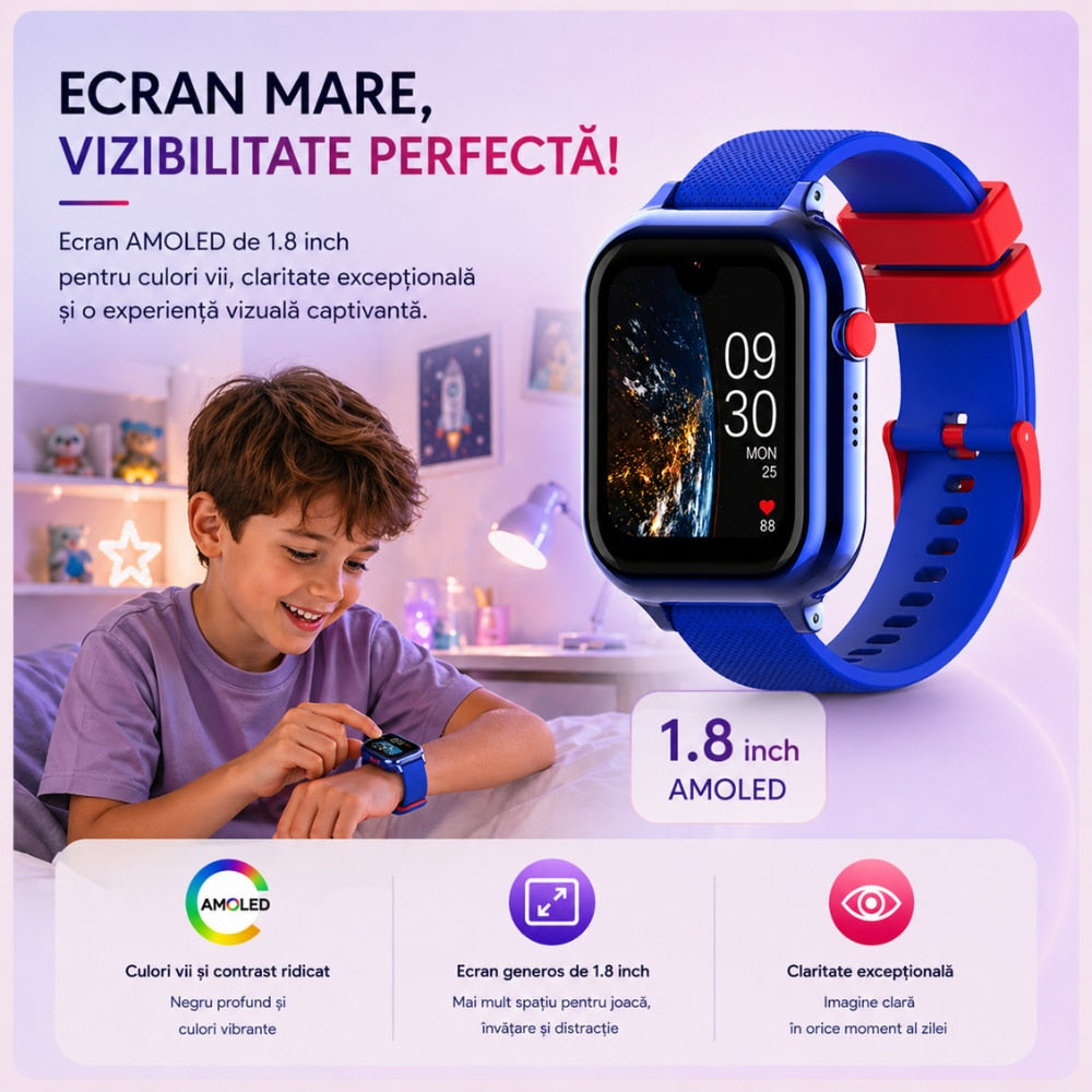 Ceas Smartwatch Copii Si Telefon Techone KT38, Albastru