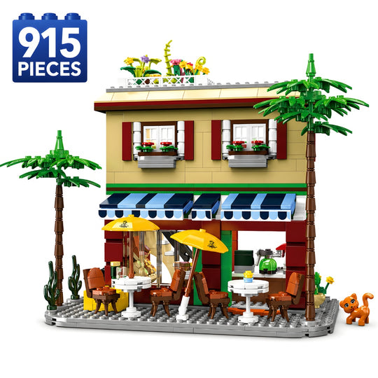 Set de Constructie cu Piese Tip Blocuri Constructie 915 Piese MiniBric Coastal Bloom Cafe