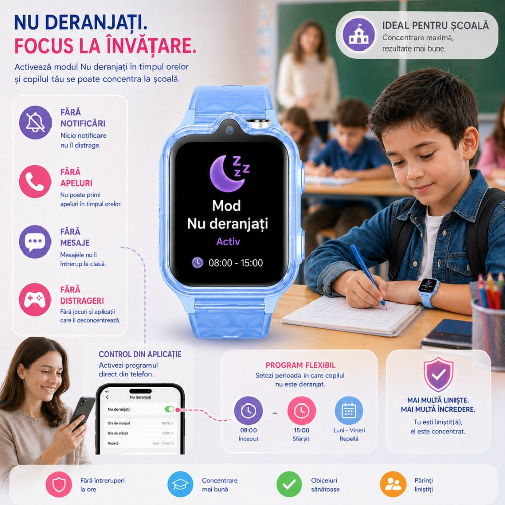 Ceas Smartwatch Copii Si Telefon Techone KT42, Blue