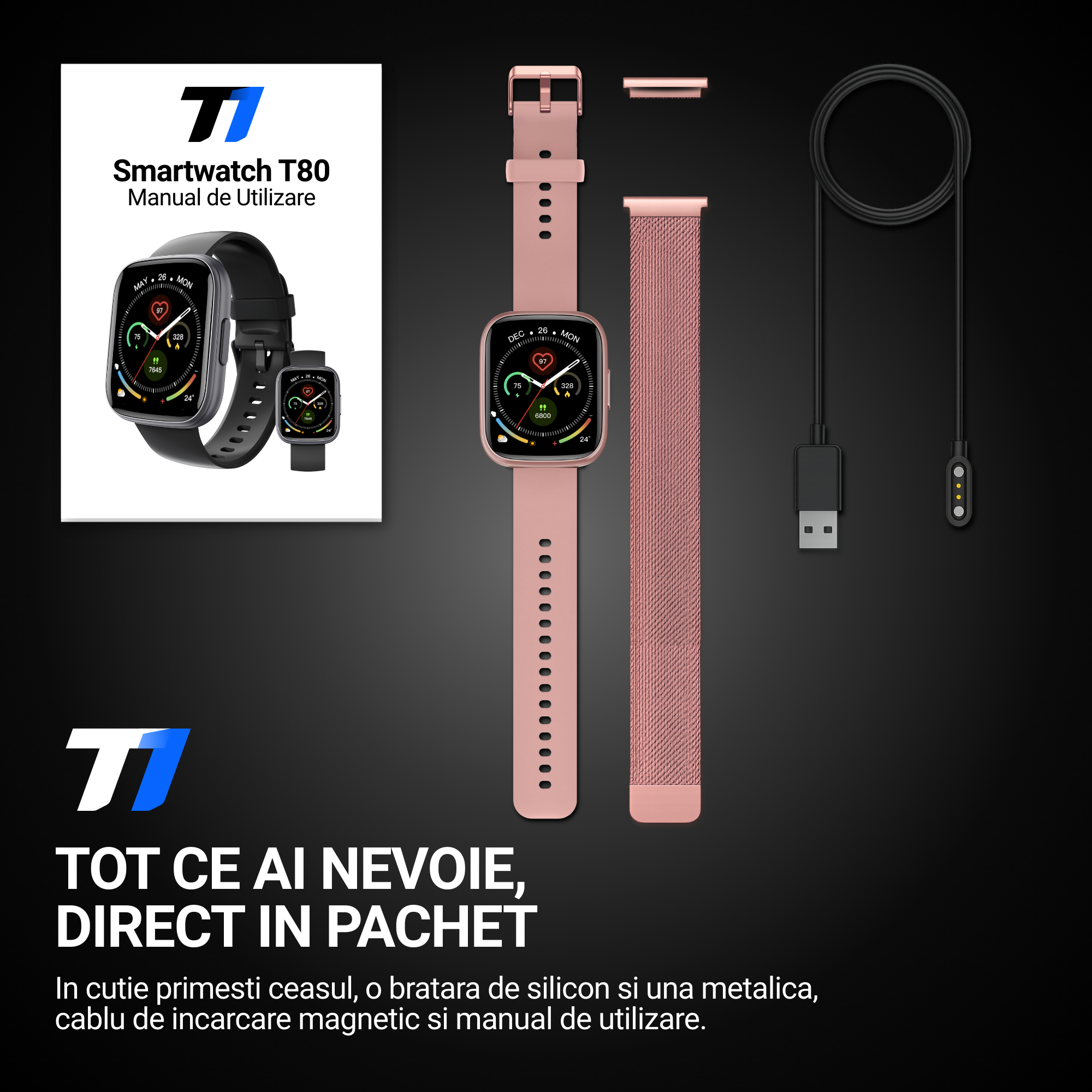 Ceas Smartwatch Femei TechONE CardioX Elite, Auriu
