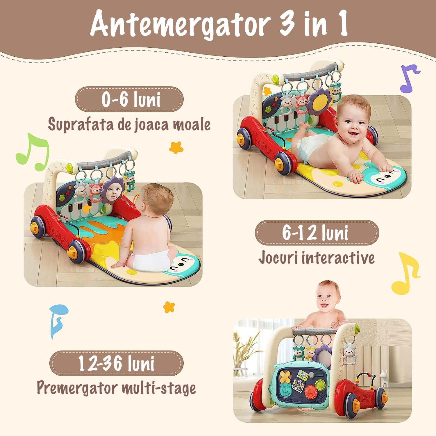 Antemergator si saltea activitati copii 4 in 1 KidProtect® Max
